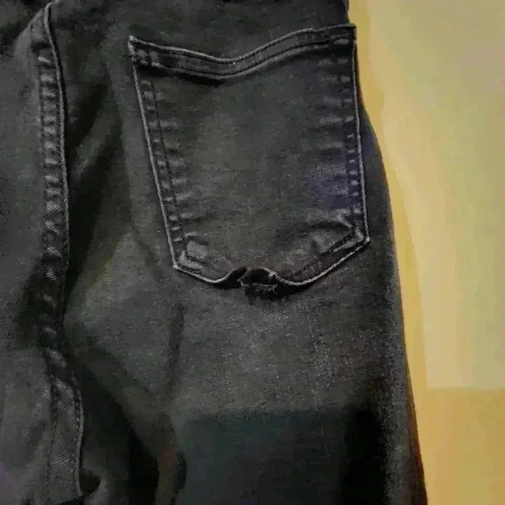 37. Ripped Stretch Black  skinny denim jeans with raw hem  by just black size 27 - Picture 5 of 8